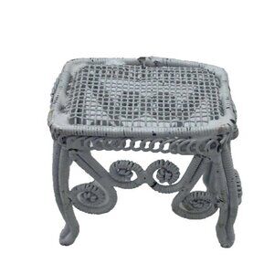 Vintage White Wire Wicker Table For Miniature Dollhouse Porch Miniature READ